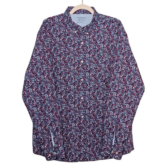 Banana Republic Men's Lux Poplin Cotton Button-up Shirt Untucked Slim Fit XL - Picture 1 of 12